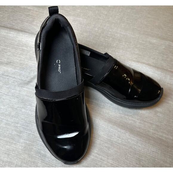 Vionic Pro Womens Fiona PNT Slip-On Shoes Size 8.5 Black Patent Leather Made In - Picture 1 of 9